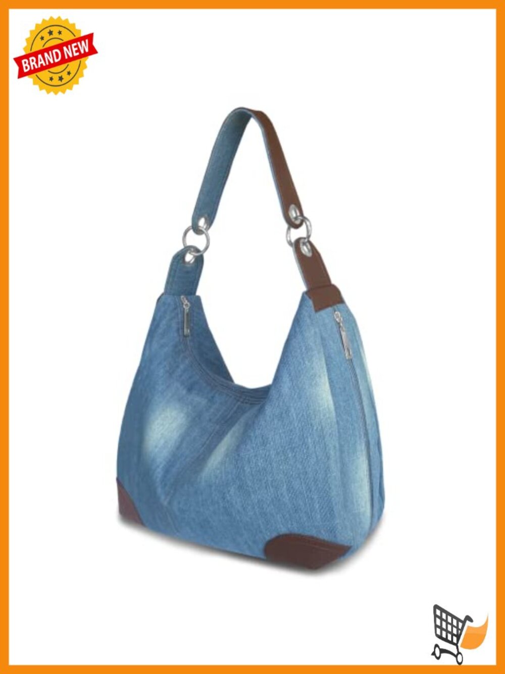 Denim Hobo Bag with Multiple Pockets Adjustable Crossbody Tote for Women